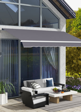 12' x 10' Manual Retractable Awning Outdoor Sunshade Shelter with Adjustable & Versatile Design