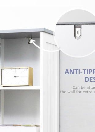 Tall Bathroom Storage Cabinet, Narrow Bathroom Cabinet with 3 Tier Shelving, Drawer and Adjustable Shelves, Slim Freestanding Linen Tower, White