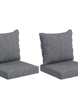 Patio Chair Cushions Set of 2 with Seat & Backrest, Fade Resistant Seat Replacement Cushion Set, Gray