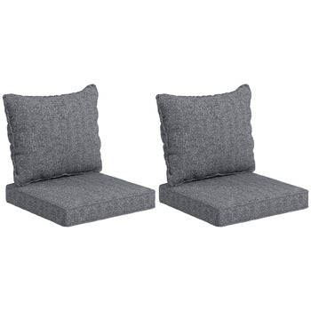 Patio Chair Cushions Set of 2 with Seat & Backrest, Fade Resistant Seat Replacement Cushion Set, Gray