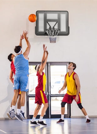 Wall Mounted Basketball Hoop, Basketball Goal Combo Kit with 43" Reinforced Shatter Resistant Backboard and All Weather Net for Indoor or Outdoor Use