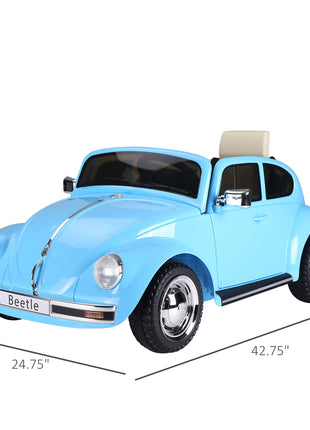 Licensed Volkswagen Beetle Electric Kids Ride-On Car 6V Battery Powered Toy with Remote Control Music Horn Lights MP3 for 3-6 Years Old Blue