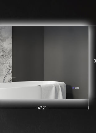 Dimmable Bathroom Mirror with Lights, 37" x 35" Backlit LED Mirror w/ Anti-Fog, Memory & Infinite Color Temperature