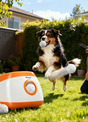 Automatic Dog Ball Launcher with 26-80 FT Distance, Automatic Ball Launcher for Medium and Large Dogs, Orange