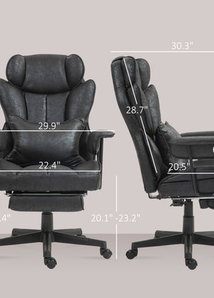 396lbs. Big and Tall Office Chair, Executive Office Chair with Footrest, Lumbar Support, and Reclining Function, Black