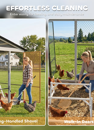 Large Chicken Coop for 10-15 Hens, Walk-in Outdoor Chicken House with Run, Nesting Box, Waterproof Roof, Perches