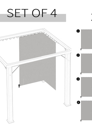 9.84' x 9.84' Gazebo Sidewall Set with Hooks/C-Rings, Gray