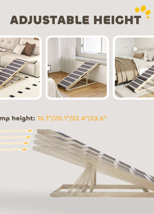 Dog Ramp for Couch, Foldable Pet Ramp for Small to Large Dog, 4 Adjustable Height from 16" to 23.5"