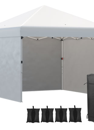 10' x 10' Pop Up Canopy Tent with 3 Sidewalls, Leg Weight Bags and Carry Bag, Height Adjustable, Instant Party Tent Event Shelter Gazebo for Garden, Patio, Cream