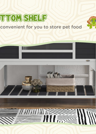 Tortoise Enclosure Tortoise House with Adjustable Lamp Holder Storage Shelf, Dual Main Houses, Openable Lid, Gray