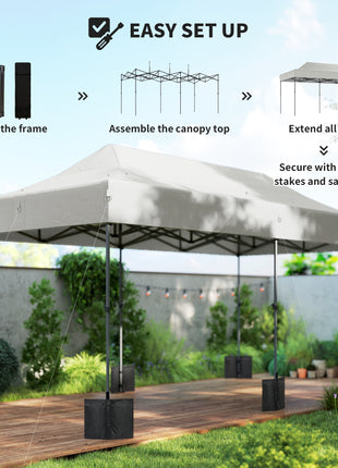 10 x 20 ft Pop Up Canopy Tent, Heavy Duty UPF50+ Outdoor Portable Instant Canopy Shelter with Wheeled Bag, White