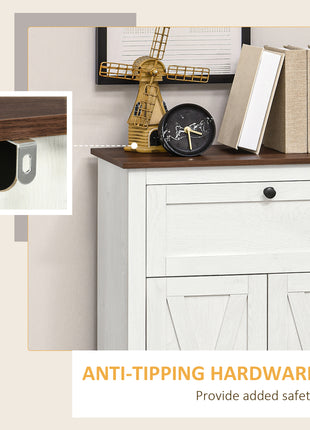Farmhouse Sideboard Storage Cabinet with Doors and Drawer for Kitchen, Living room, 23.5"x11.75"x34.5", White