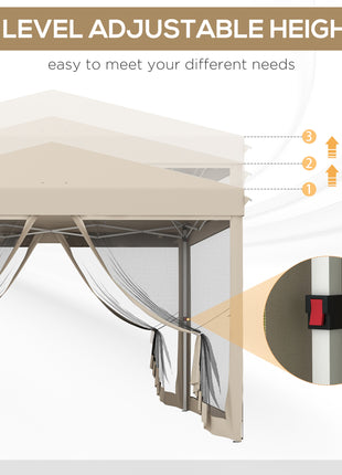 10' x 10' Pop Up Canopy Tent with Mesh Sidewalls, Height Adjustable, Transport Carrying Bag for Backyard Garden Patio