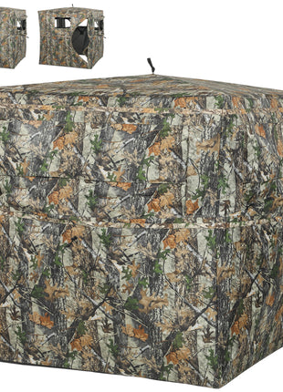 Hunting Blind for 2 Person, See Through Pop Up Blind with 270-Degree View, Windows for Deer Hunting, Camouflage