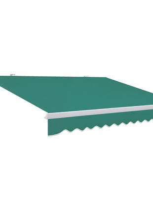 13' x 8' Retractable Awning, Patio Awnings, Sunshade Shelter w/ Manual Crank Handle, UV & Water-Resistant Fabric and Aluminum Frame for Deck, Balcony, Yard, Green