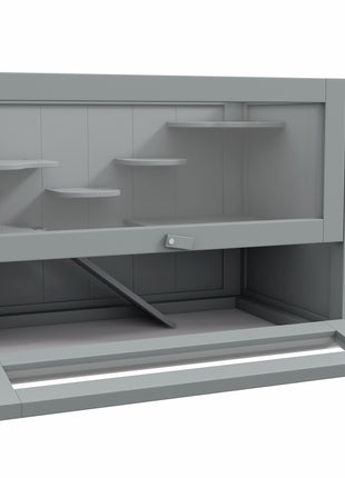 2-Level Hamster Cage with Openable Top, Door, Shelf, Ladder, Gray