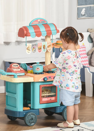 Kids Kitchen Food Stand with Play Food, Cashier Register, Accessories Ages 3-6