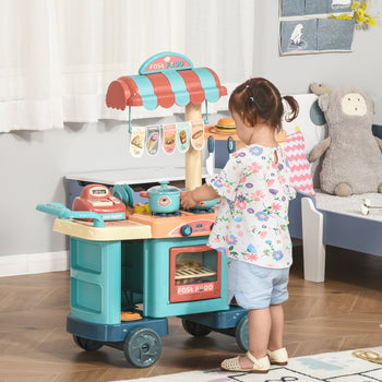Kids Kitchen Food Stand with Play Food, Cashier Register, Accessories Ages 3-6