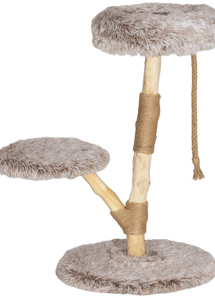35 Inch Modern Cat Tree for Indoor Adult Cats with Wooden Scratching Posts, Cat Bed & Rope Cat Toy, Brown