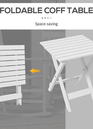 Outdoor Rocking Chair Set of 2 with Side Table, Patio Wooden Rocking Chair with Smooth Armrests, High Back for Garden, Balcony, Porch, Supports Up to 352 lbs. , White