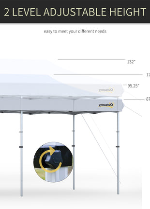 10'x20' Aluminum Pop Up Canopy Tent, Upgraded Thicker Tube Instant Party Tent with Wheeled Bag, 2-Level Adjustable, XL Large Ground Stakes for Events Patio Backyard