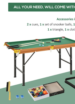 55'' Portable Folding Billiards Table Game Pool Table for Whole Family Number Use With Cues, Ball, Rack, Green