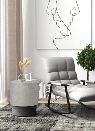 Lightweight Accent Table with Concrete Finish, Round Side Table with 4 Adjustable Feet for Indoor, Outdoor, Gray