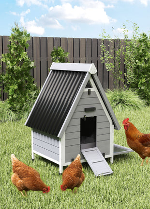 Chicken Coop for 2 Chickens, Outdoor Wooden Chicken House with Removable Nesting Box & Roosting Bar, Tray, Ramp