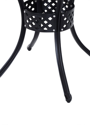 33" Patio Dining Table Round Cast Aluminium Outdoor Bistro Table with Umbrella Hole - Black