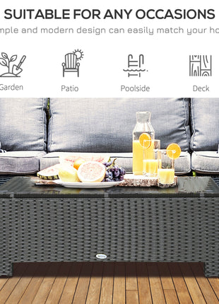 Patio Coffee Table, Large Side Table, Hand-Woven PE Rattan, Weather Resistant Wicker, Outdoor Furniture for Garden Black