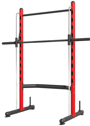 Squat Rack with Pull Up Bar and Barbell Bar Adjustable Bench Press Multi-Function Weight Lifting Half Rack Red