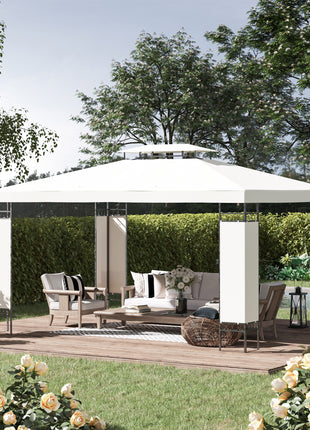 13' x 10' Patio Gazebo Outdoor Canopy Shelter w/ Double Vented Roof, Cream White