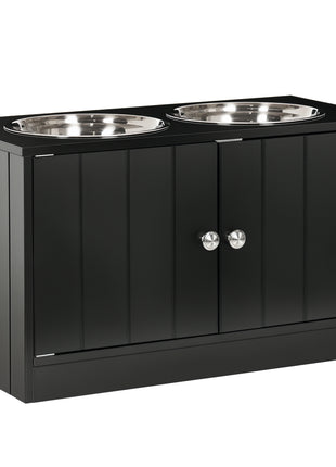 Large Elevated Dog Bowls with Storage Cabinet Containing Large 44L Capacity, Raised Dog Bowl Stand Pet Food Bowl Pet Feeding Station, Black