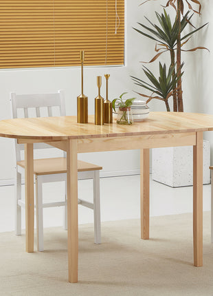55" Wood Kitchen Table, Drop Leaf Tables for Small Spaces, Natural