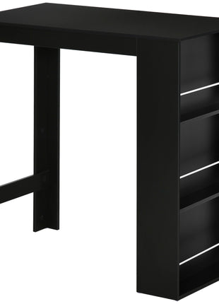 Modern Bar Table Counter Height Dining Table with 3 Storage Shelves for Kitchen, Dining Room, Living Room, Black