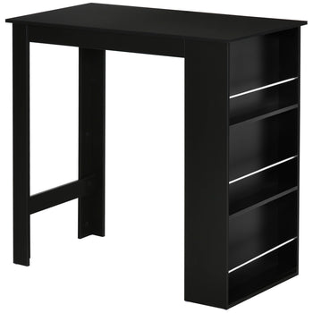 Modern Bar Table Counter Height Dining Table with 3 Storage Shelves for Kitchen, Dining Room, Living Room, Black