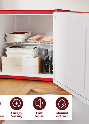 1.1 Cu.Ft Countertop Mini Freezer, Compact Upright Freezer with Removable Shelves, Red