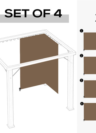 9.84' x 9.84' Gazebo Sidewall Set with Hooks/C-Rings, Brown