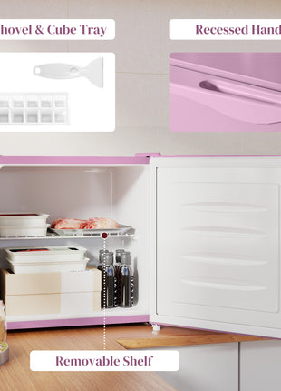 1.1 Cu.Ft Countertop Mini Freezer, Compact Upright Freezer with Removable Shelves, Pink