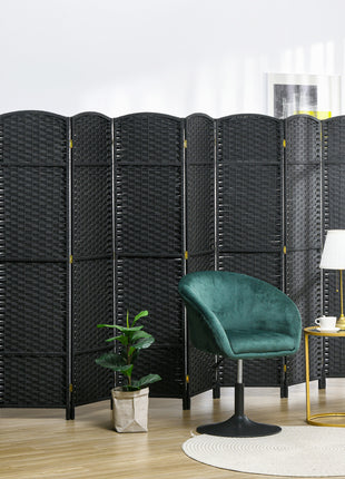 Folding Room Divider Screen 8 Panel 5.6 ' Tall Privacy Screen Freestanding Room Partition for Home Office, Black