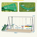 5-in-1 Kids Swing Set with Slide, Swings and Glider for Backyard, 770lbs Capacity, for Ages 3-8, Mixed Color