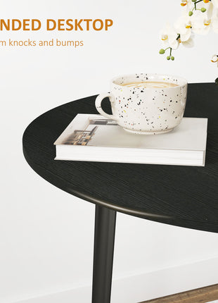 Folding Dining Table, Round Drop Leaf Kitchen Table for Small Spaces with Wood Legs, Black