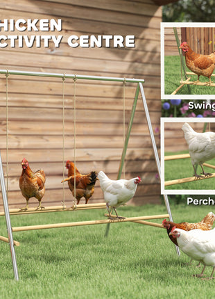 Chicken Perch for Coop, Chicken Roosting Bars with 2 Swings, Coop Accessories for Farm, Backyard, Silver