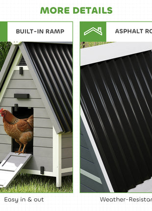 Chicken Coop for 2 Chickens, Outdoor Wooden Chicken House with Removable Nesting Box & Roosting Bar, Tray, Ramp