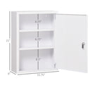 16" x 21" Lockable Medicine Cabinet, 3 Tier Steel Medical Wall Box with 2 Keys and Shelves for Bathroom, White