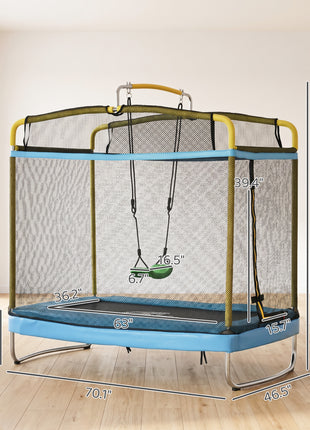 3-in-1 Trampoline for Kids, 6.9' Kids Trampoline with Net, Light Blue