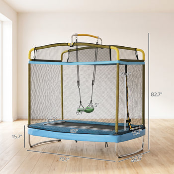 3-in-1 Trampoline for Kids, 6.9' Kids Trampoline with Net, Light Blue