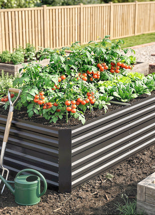 Galvanized Raised Garden Bed, Steel Outdoor Planters with Reinforced Rods, 71" x 36" x 23", Dark Gray