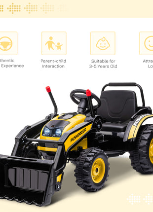 6V Kids Rechargeable Battery Powered Truck with Adjustable Bucket, High/Low Speed Realistic Sound, Yellow