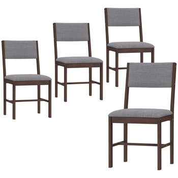 Modern Dining Chairs Set of 4, Linen Fabric Kitchen Chairs with Rubberwood Legs for Dining Room, Living Room, Gray